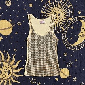 Romeo & Juliet Couture Gold Sequin Racerback Tanktop M